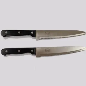 Left Handed Serrated Cooks Knife - black handle - 2nd quality